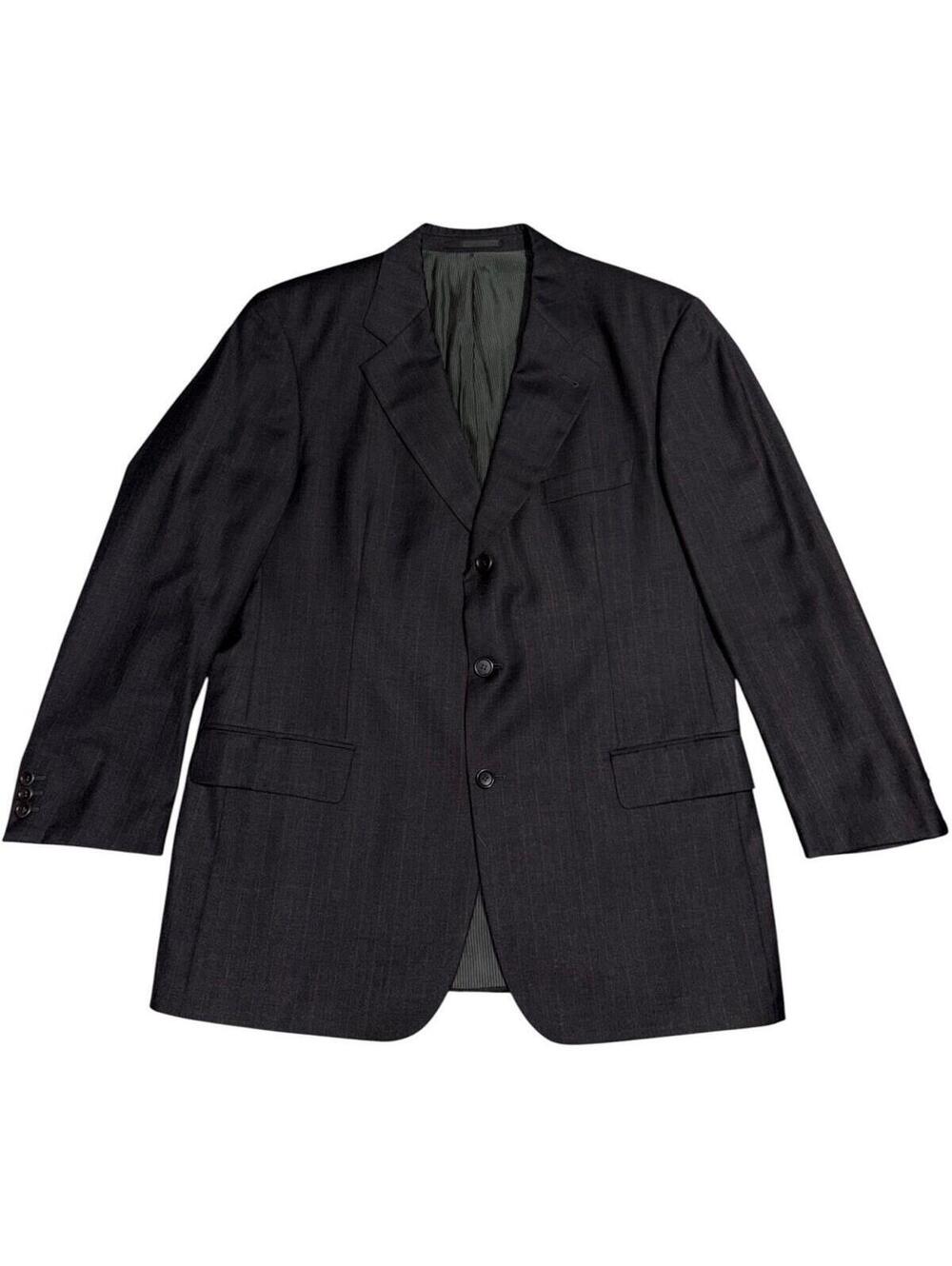 46 23.75”x31.75” HUGO BOSS SUIT JACKET BLAZER SPORTS COAT VTG GRAY BROWN STRIPED